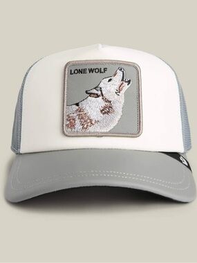 Goorin Bros. GENUINE LEATHER "LFG LONE WOLF" Trucker Hat. Mesh SnapBack. NWT